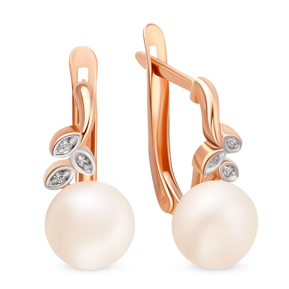 

Серьги из красного золота с жемчугом, фианитом 585Gold 202005818, 202005818