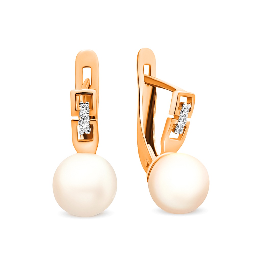 

Серьги из красного золота 585Gold 202005824, жемчуг/фианит, 202005824
