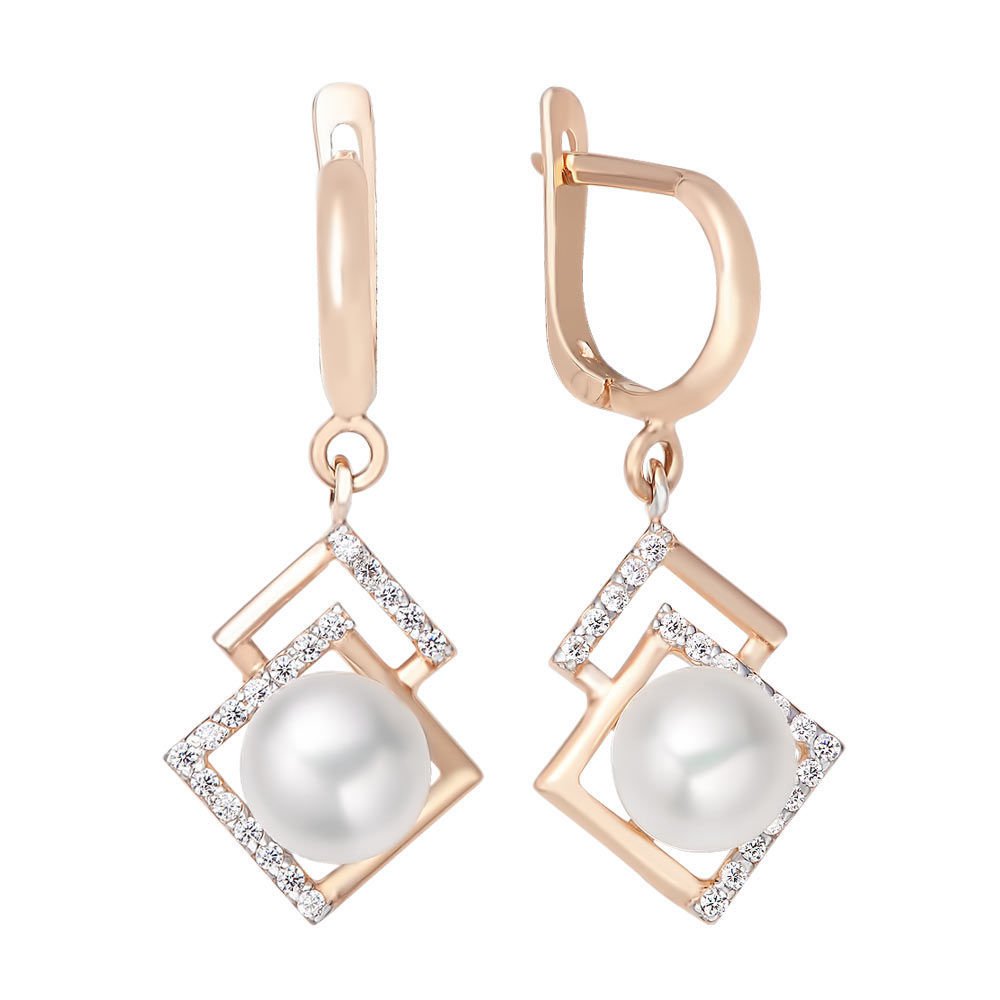 

Серьги из красного золота с жемчугом, фианитом 585Gold 202004782, 202004782