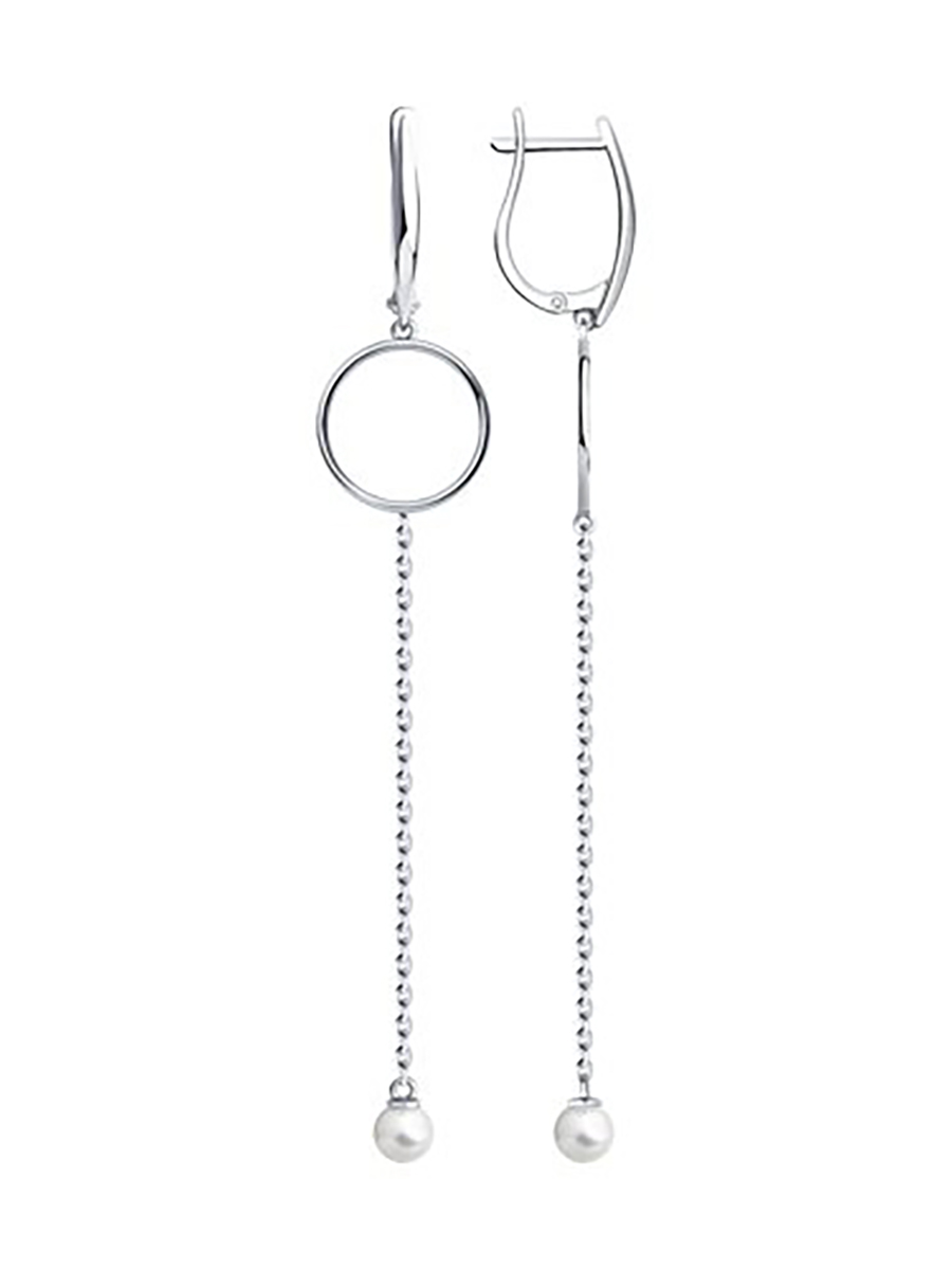 

Серьги подвески из серебра 585Gold 702009155, жемчуг искусственный/фианит, 702009155
