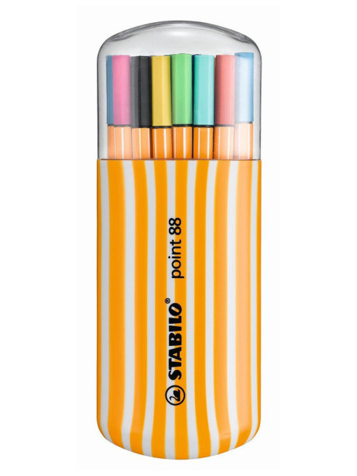 Капиллярная ручка-линер для скетчинга 0,4мм STABILO Point 88, 20 цветов