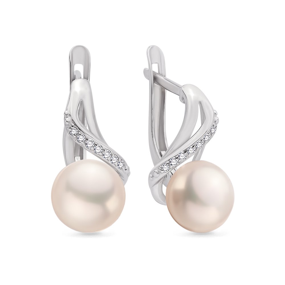 

Серьги из серебра 585Gold 702006235, жемчуг культивированный/фианит, 702006235