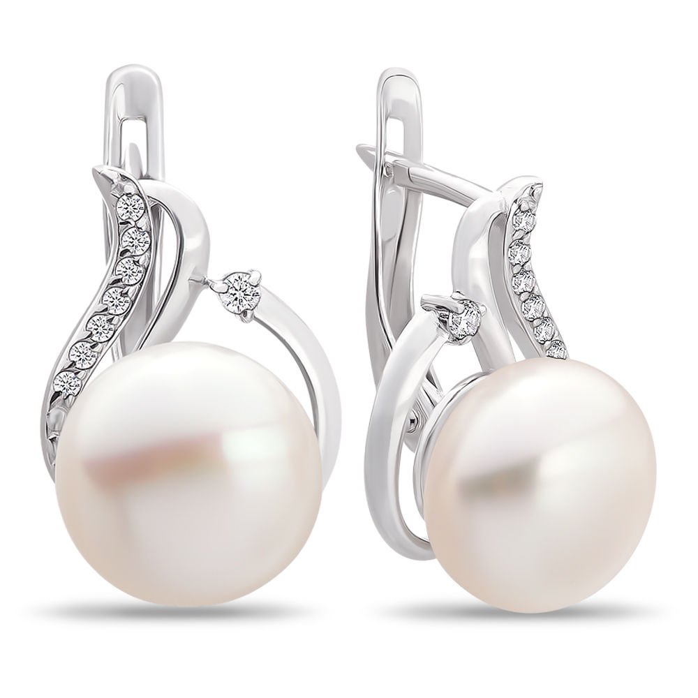 

Серьги из серебра 585Gold 702005659, жемчуг культивированный/фианит, 702005659