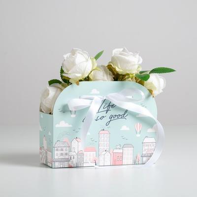 

Переноска для цветов складная Дарите Счастье Life is so good, 17 х 13 х 7 см, Голубой