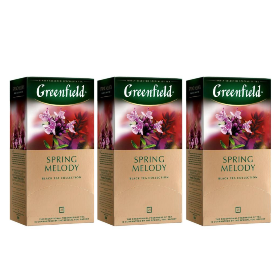 

Чай черный Greenfield Spring Melody с чабрецом и мятой, 3 упаковки по 25 пакетиков