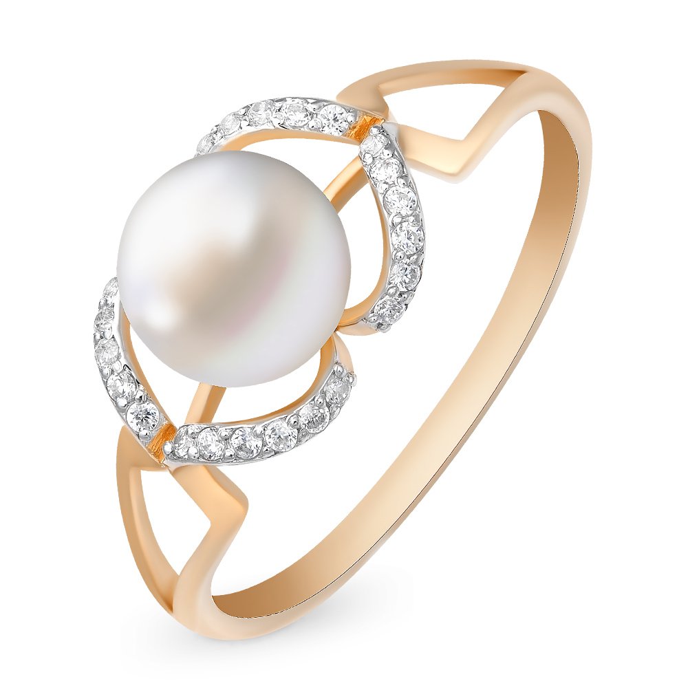 

Кольцо женское из красного золота с жемчугом, фианитом 585Gold 201012939, р, 201012939