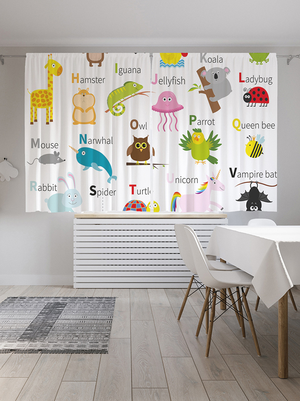 

Шторы с фотопечатью JoyArty "Алфавит с животными" из сатена, 290х180 см