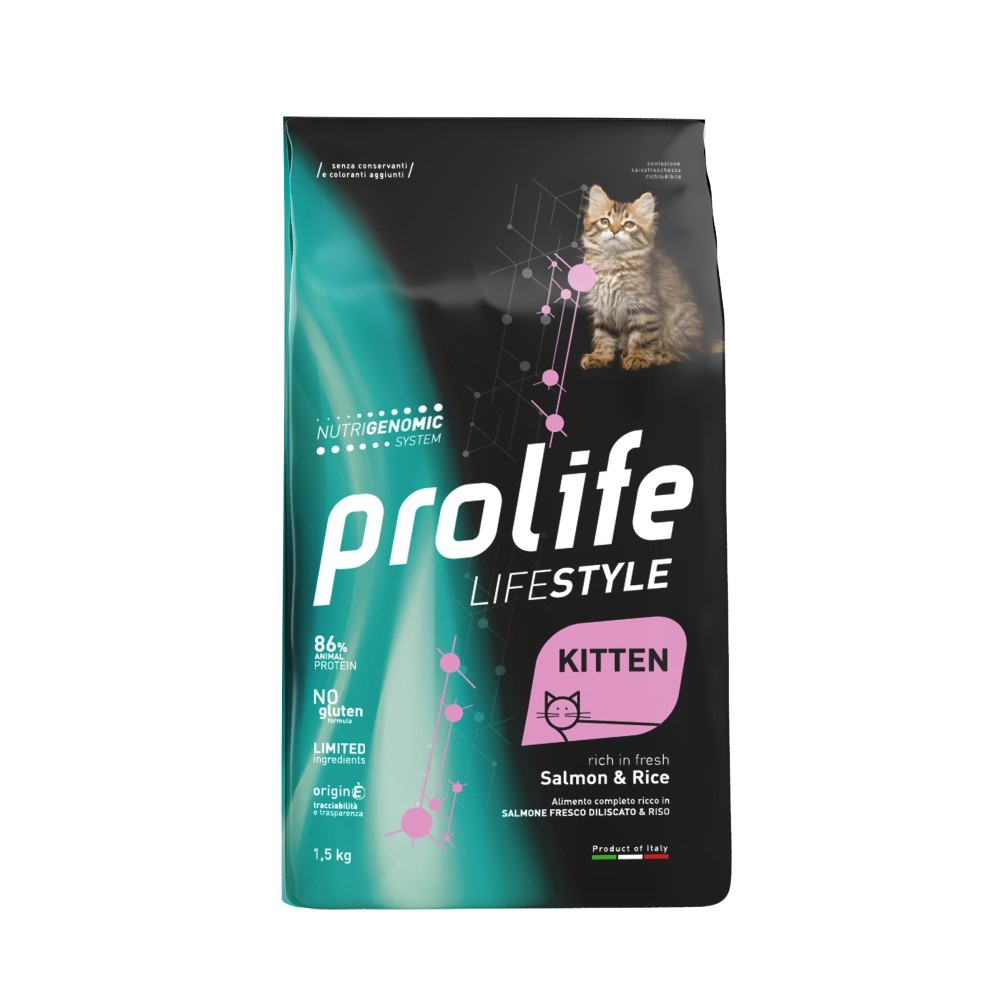 Сухой корм для котят PROLIFE, лосось с рисом, 1,5 кг