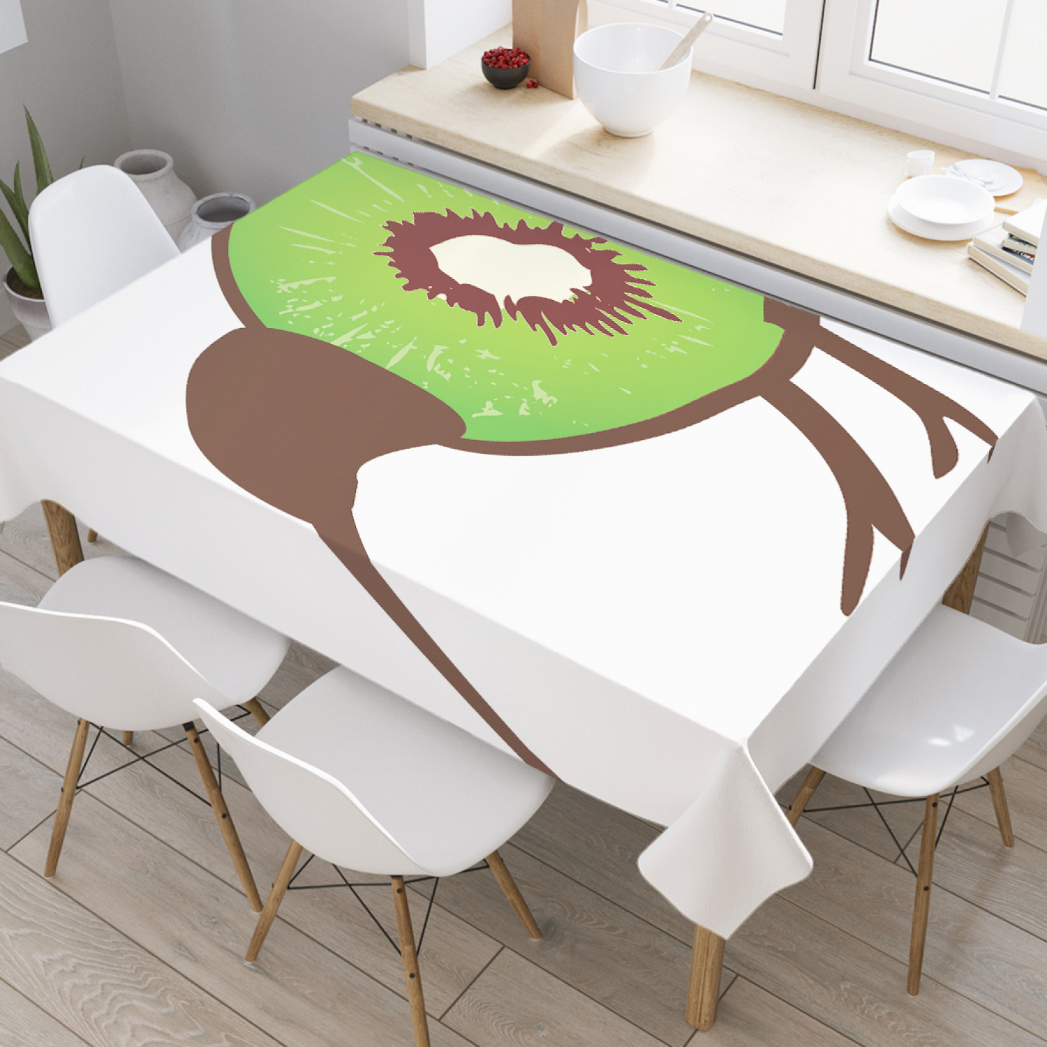 

Скатерть прямоугольная JoyArty "Маленькая птица киви" из оксфорда, 180x145 см, Коричневый, Маленькая птица киви