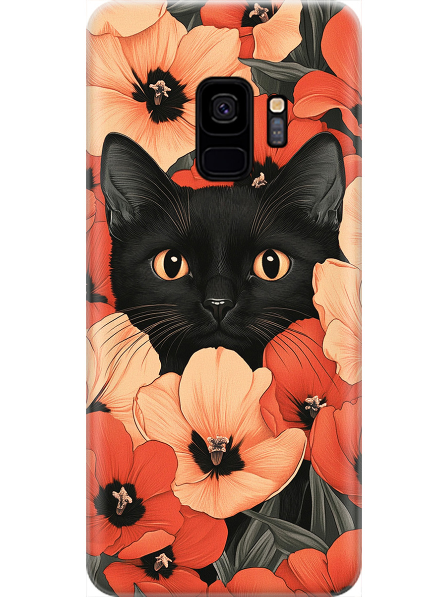 

Силиконовый чехол на Samsung Galaxy S9 с принтом "Котик в маках", Прозрачный;черный;красный, 717153812