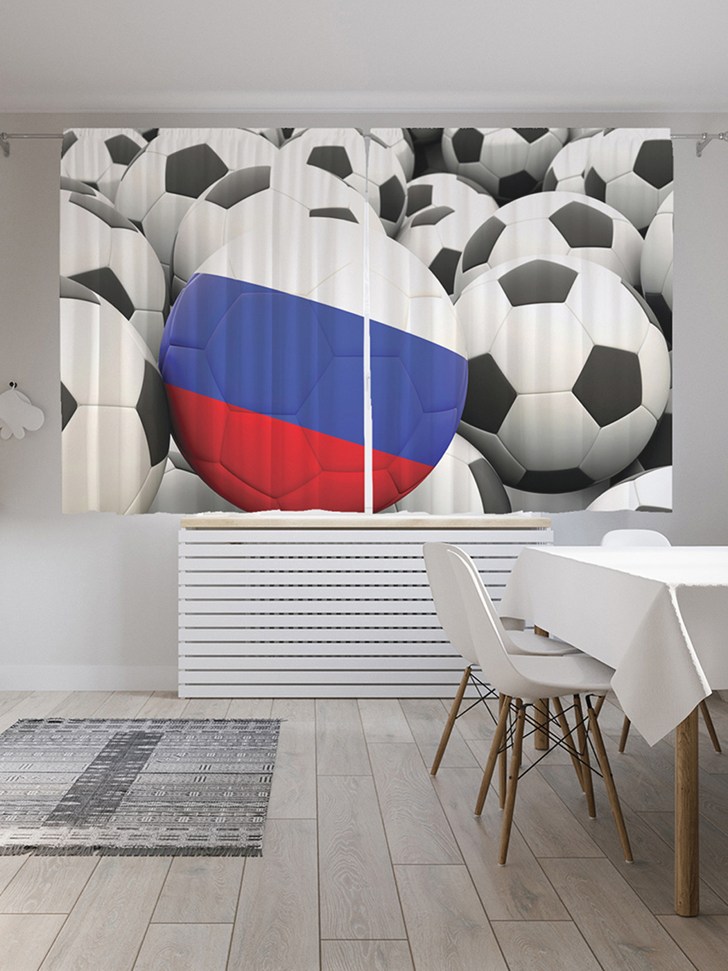

Шторы с фотопечатью JoyArty "Выбери свой мяч" из сатена, 290х180 см