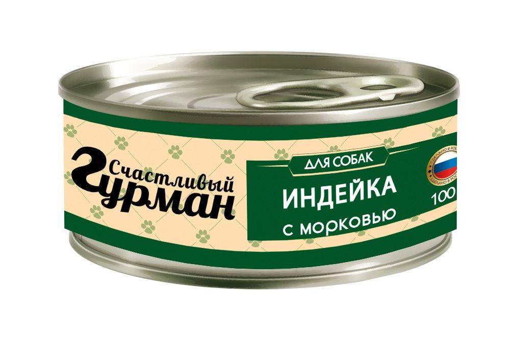 

Влажный корм для собак СЧАСТЛИВЫЙ ГУРМАН ассорти с индейкой и морковью 12шт по 340г