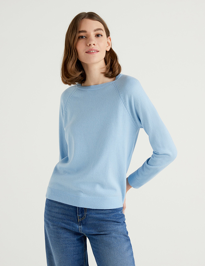 

Джемпер женский United Colors of Benetton 21A_1035D1P17 голубой S, 21A_1035D1P17