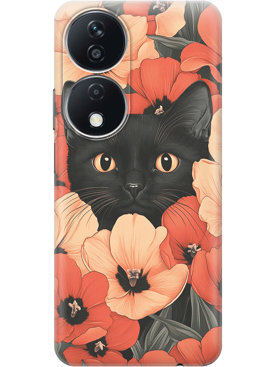 

Силиконовый чехол на Honor X7b с принтом "Котик в маках", Прозрачный;черный;красный, 781972112