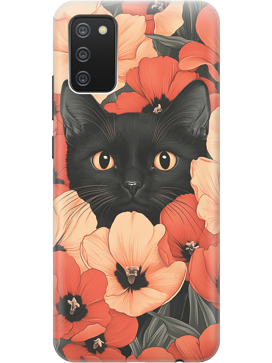 

Силиконовый чехол на Samsung Galaxy A02s с принтом "Котик в маках", Прозрачный;черный;красный, 723602912