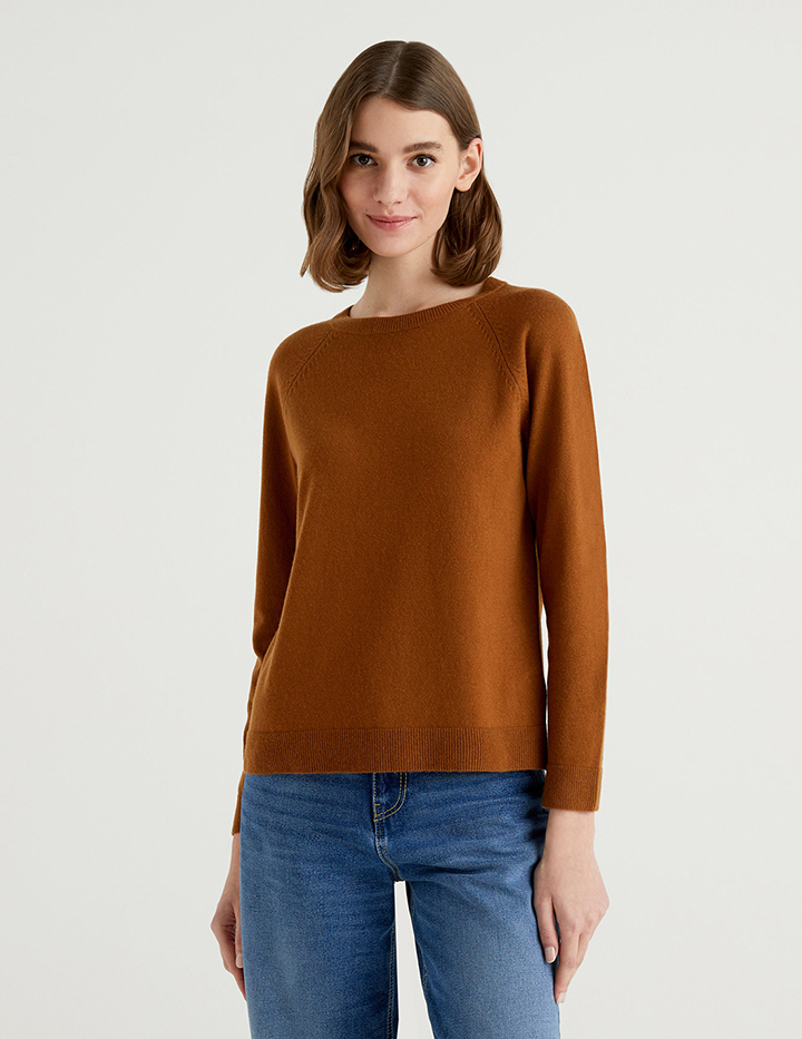

Джемпер женский United Colors of Benetton 21A_1035D1P17 коричневый S, 21A_1035D1P17