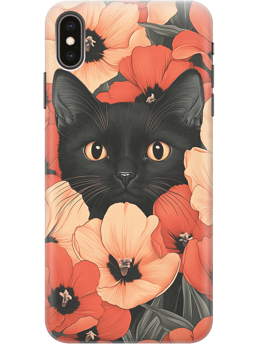 

Силиконовый чехол на Apple iPhone XS Max с принтом "Котик в маках", Прозрачный;черный;красный, 719086212