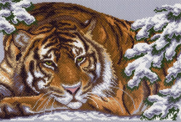 

0356р Рисунок на канве МАТРЕНИН ПОСАД 37х49 Амурский тигр, Разноцветный, _Наборы для вышивки