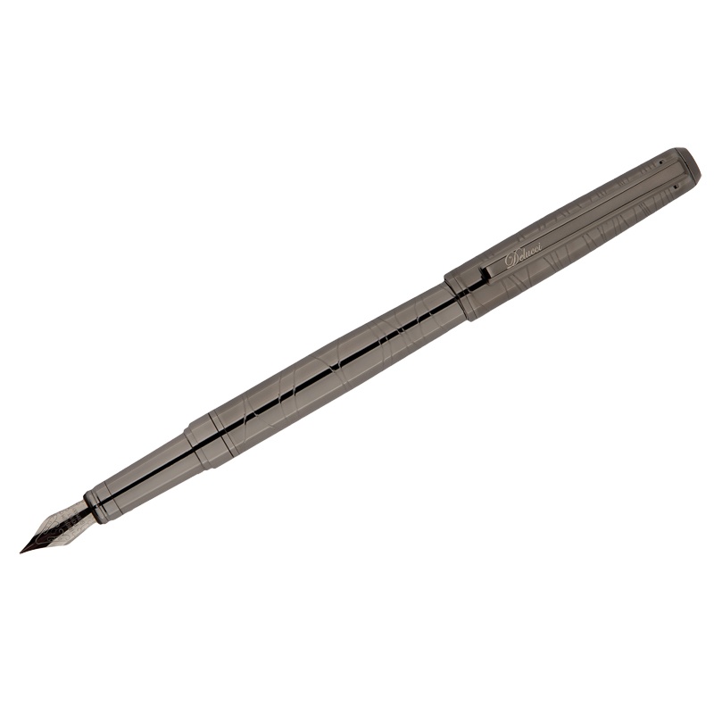 Перьевая ручка Delucci Mistico черная 08 мм корпус оружейный металл