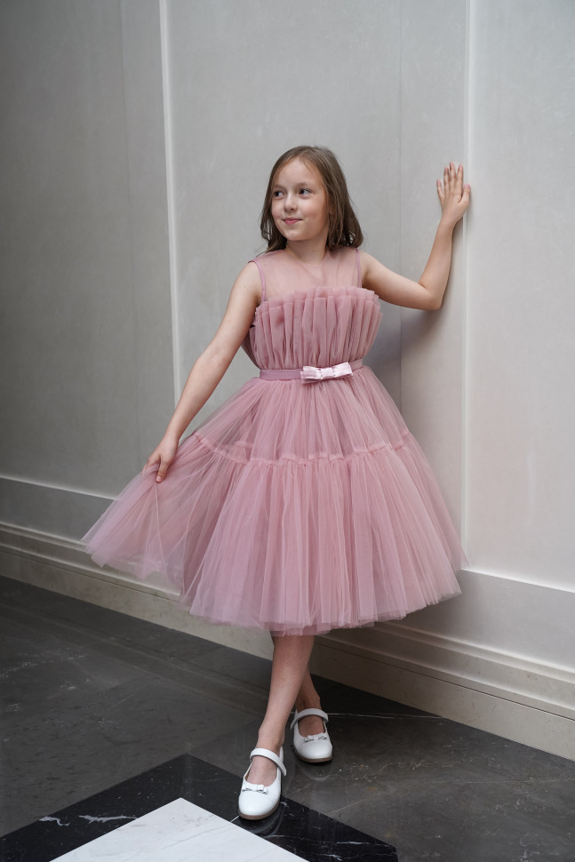 Платье детское Светланка Лилия, пудровый, 122 платье с пайетками 10 11 пудровый loloclo