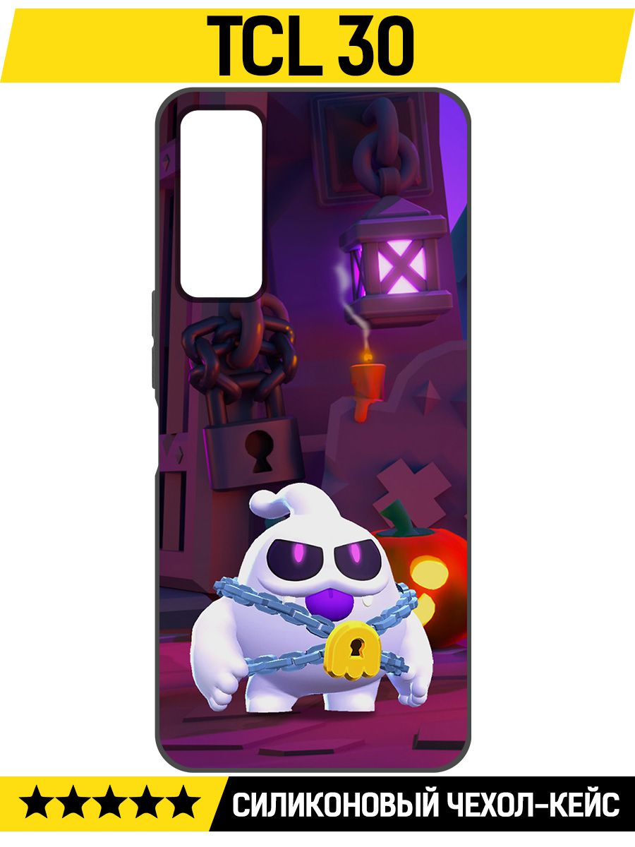

Чехол-накладка Софт Brawl Stars - Призрак Скуик для TCL 30, Черный