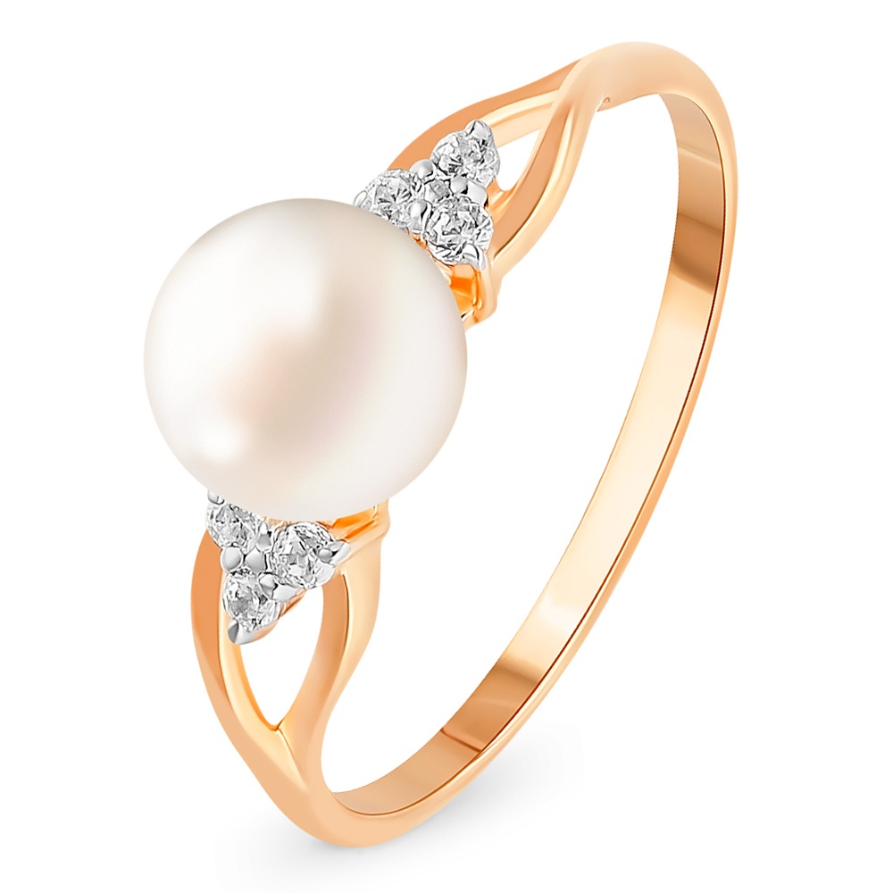 

Кольцо женское из красного золота с жемчугом, фианитом 585Gold 201013496, р, 201013496