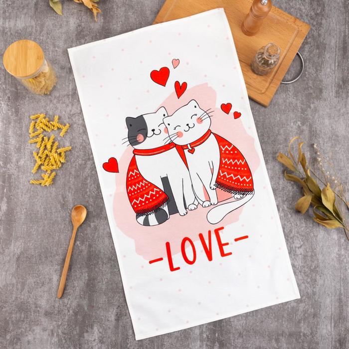 

Полотенце Этель Cat's love 40х73 см, 100% хл, саржа 190 гр/м2
