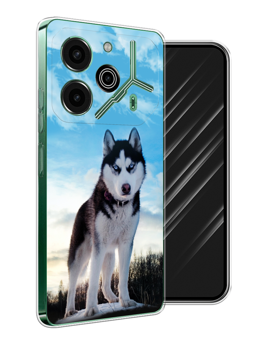 

Чехол Awog на Tecno Pova 6 Pro 5G "Хаски 3", Белый;черный;голубой, 305250-1