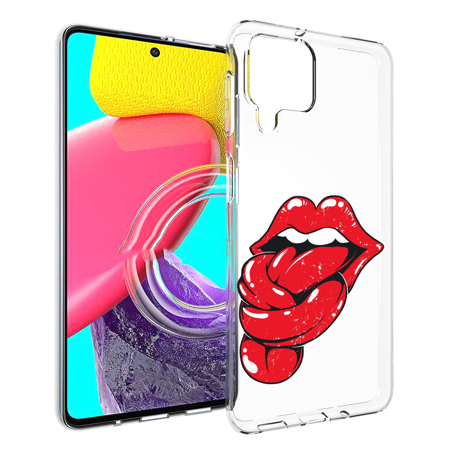 

Чехол MyPads яркие губы с языком для Samsung Galaxy M53 (SM-M536), Прозрачный, Tocco