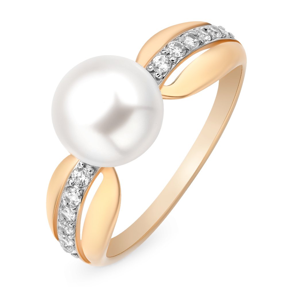 

Кольцо женское из красного золота с жемчугом, фианитом 585Gold 201011183, р, 201011183