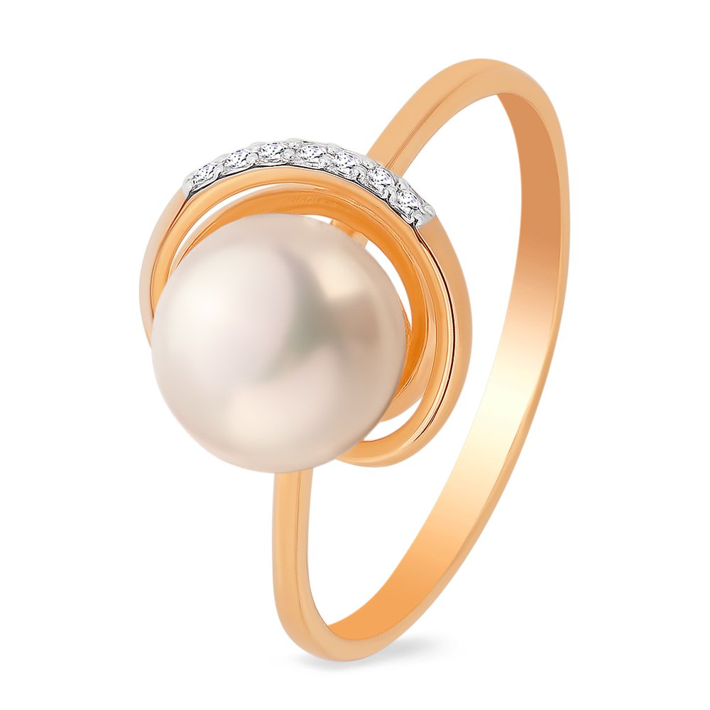 

Кольцо женское из красного золота с жемчугом, фианитом 585Gold 201011168, р, 201011168