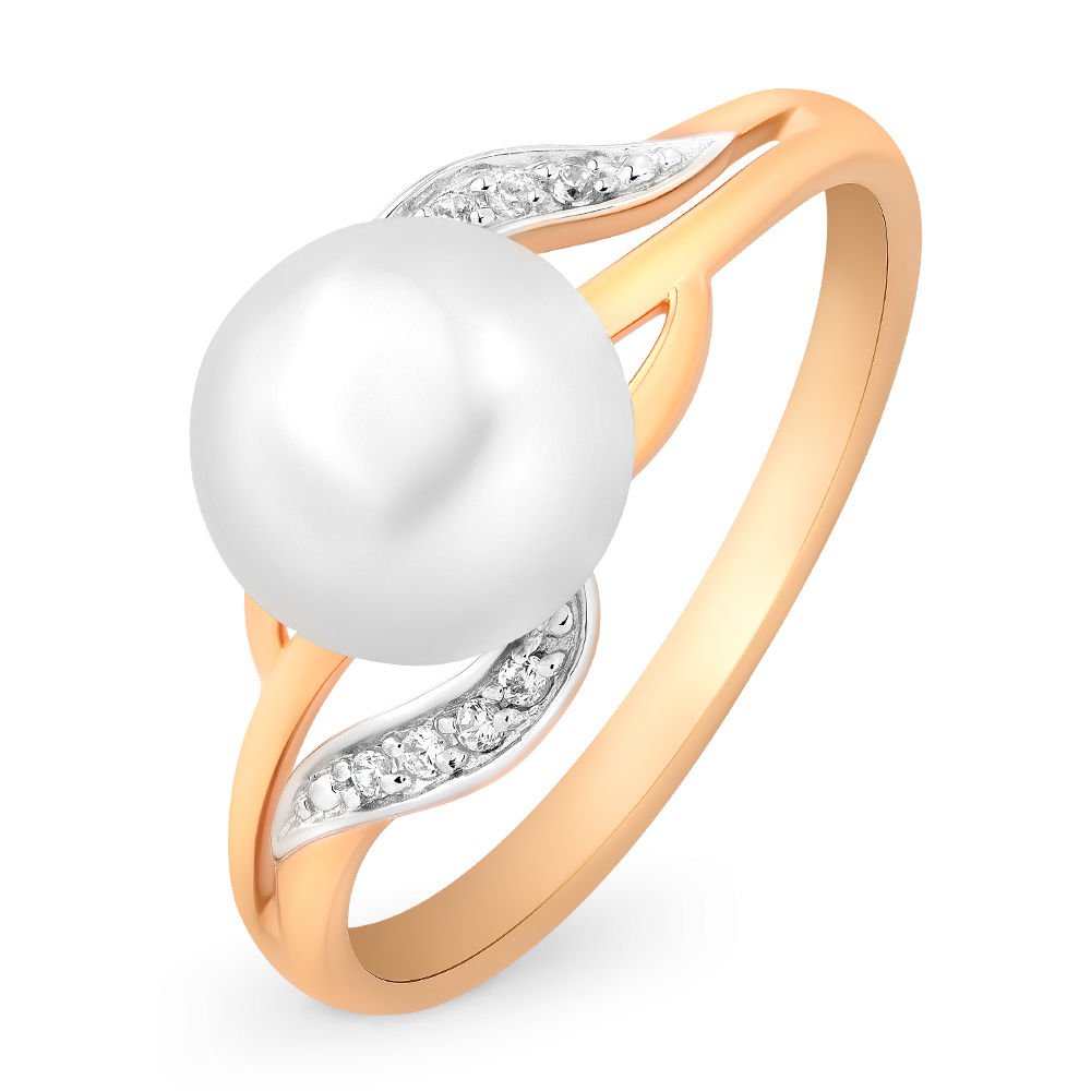 

Кольцо женское из красного золота с жемчугом, фианитом 585Gold 201010845, р, 201010845
