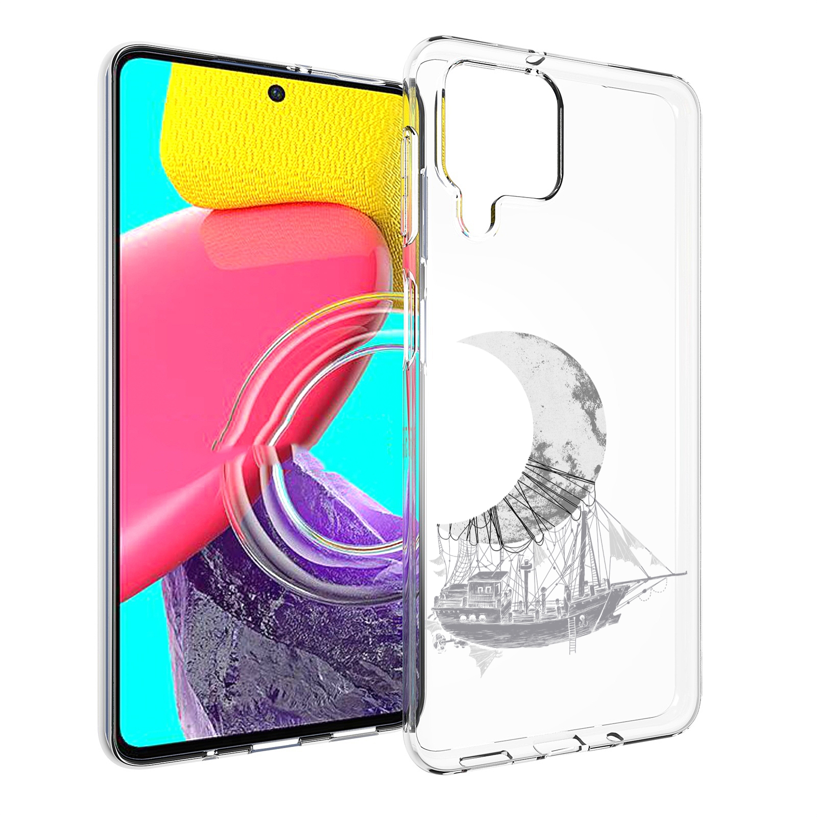 

Чехол MyPads черно белый корабль полумесяц для Samsung Galaxy M53 (SM-M536), Прозрачный, Tocco