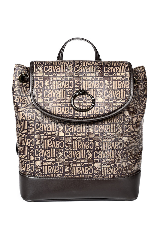 фото Рюкзак женский cavalli class c92pwcsd0055025 brown monogram 005 коричневый средний