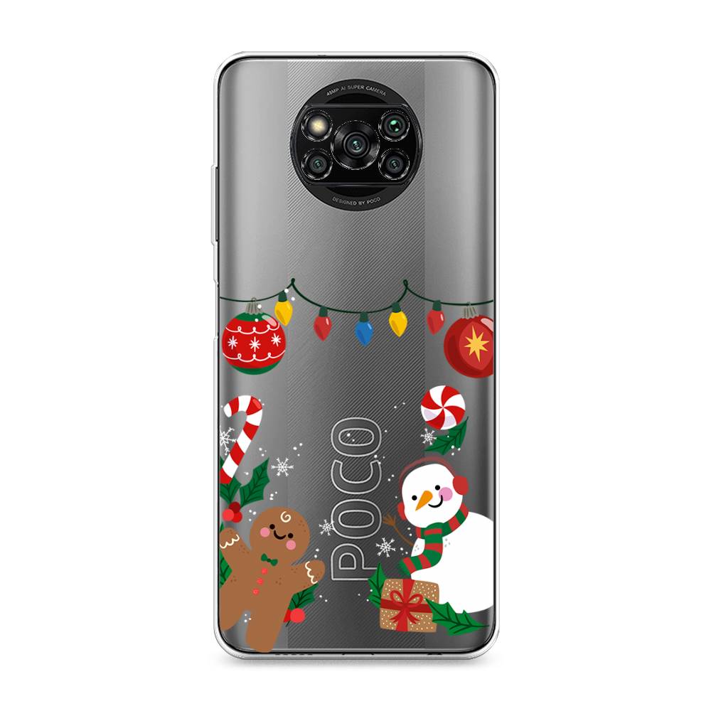 

Чехол на Xiaomi Poco X3 "Новогоднее настроение", Коричневый;красный;зеленый, 310650-5