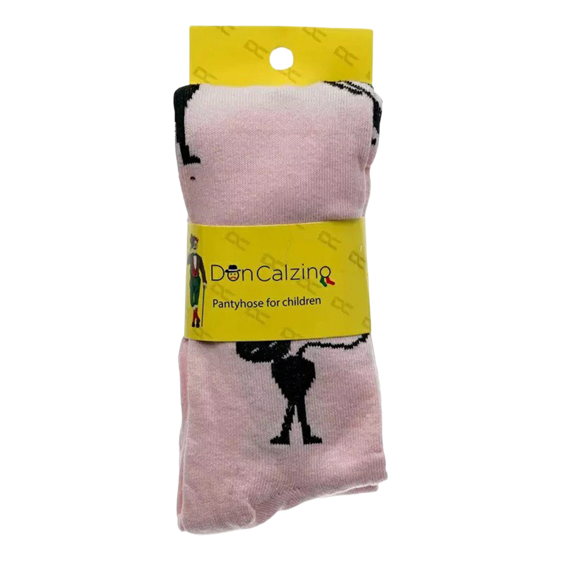 Колготки для девочки Don Calzino Черные кошки хлопок розовые р 110-116