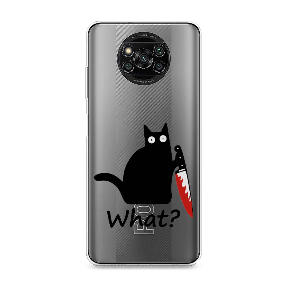 

Чехол на Xiaomi Poco X3 "Котик с ножом", Черный;красный, 310650-6