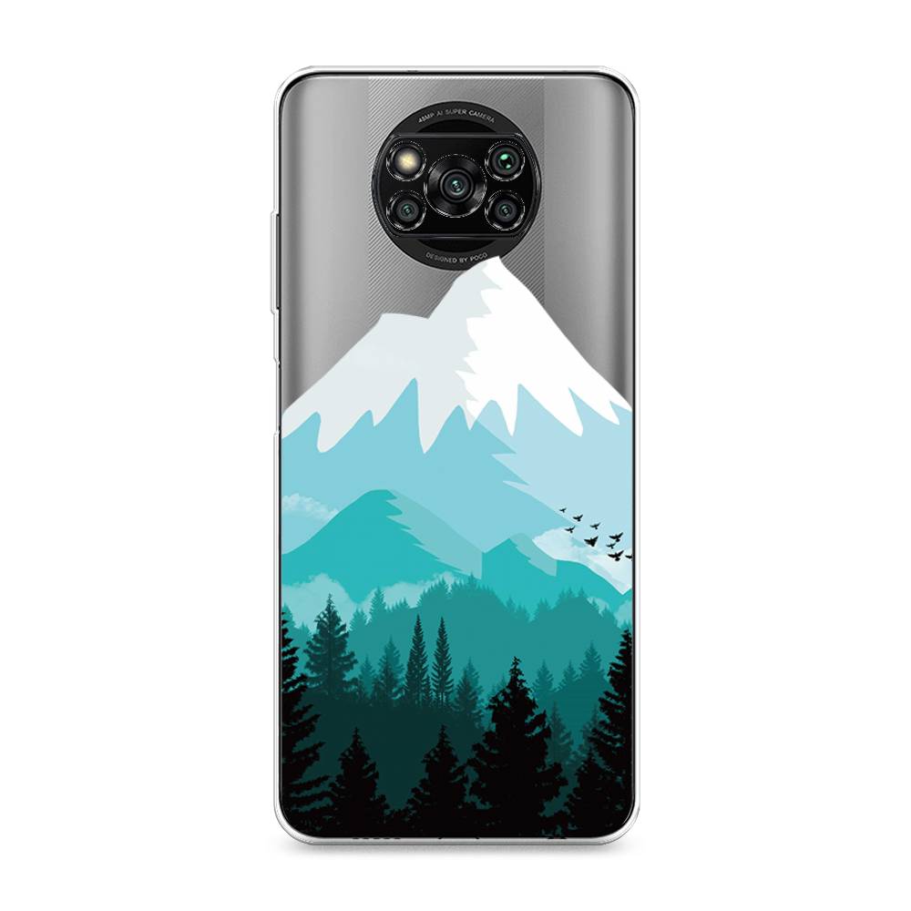 

Чехол на Xiaomi Poco X3 "Синяя снежная гора", Белый;голубой, 310650-2