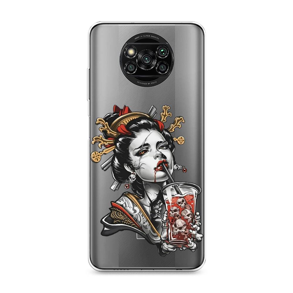 

Чехол на Xiaomi Poco X3 "Опасная гейша", Красный;черный;серый, 310650-4