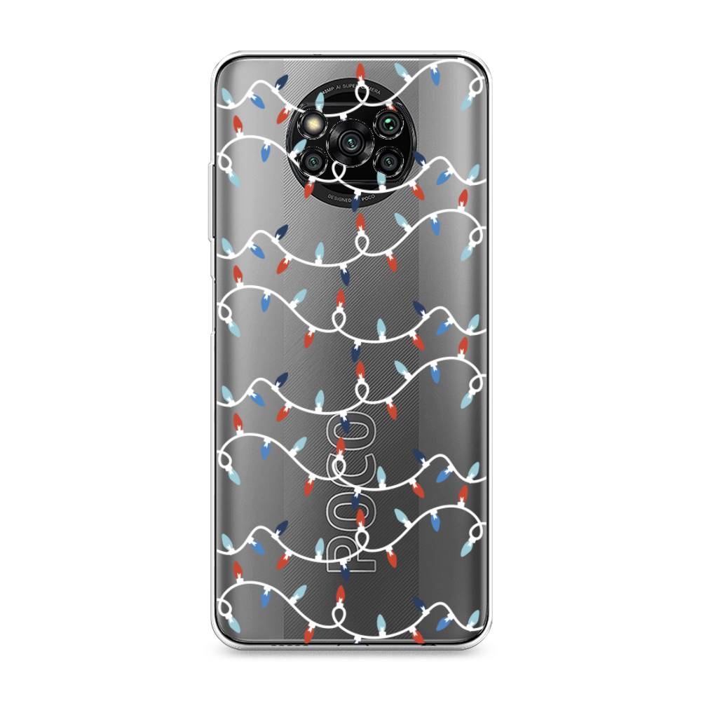 

Чехол на Xiaomi Poco X3 "Разноцветная гирлянда", Белый;красный;синий, 310650-5