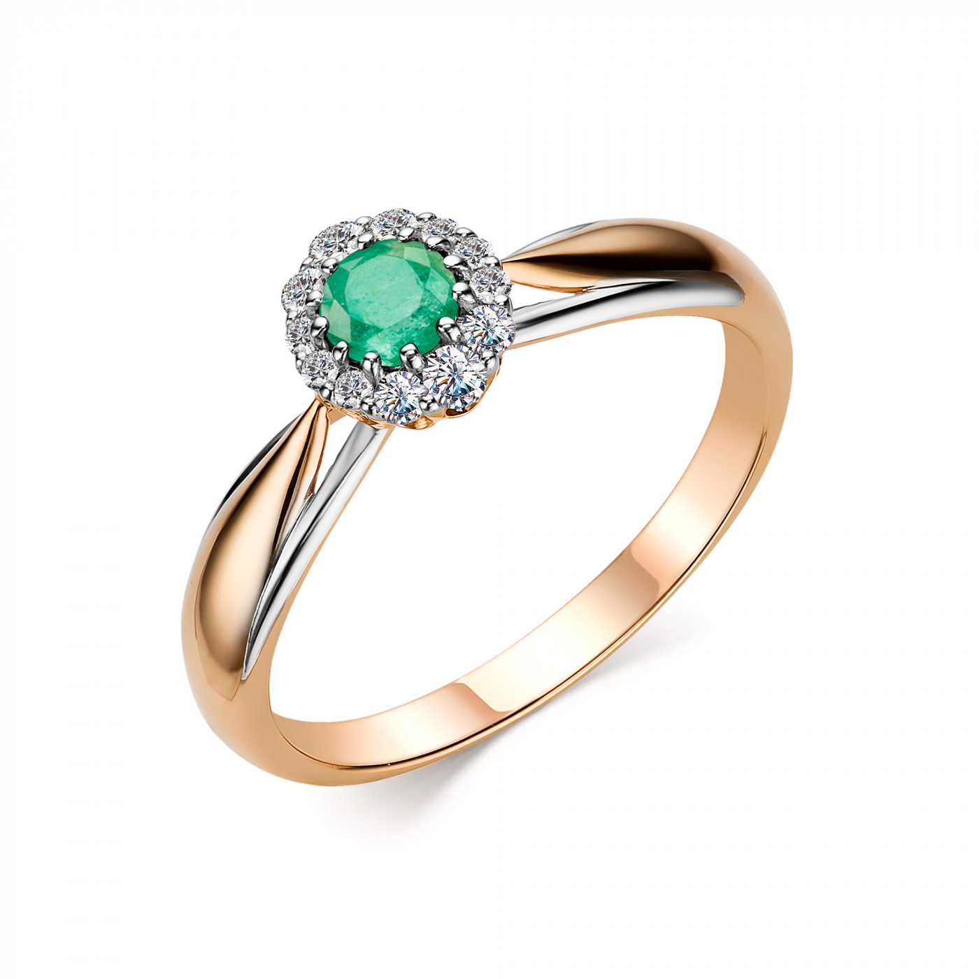 

Кольцо из красного золота р. Golden Eagle 13918-101, бриллиант/изумруд, 13918-101