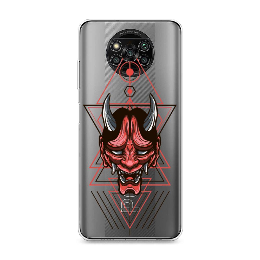 

Чехол на Xiaomi Poco X3 "Hanya Oni mask", Серый;красный;черный, 310650-4