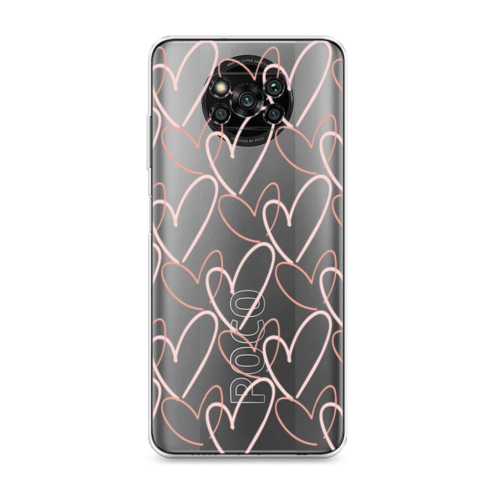 

Чехол на Xiaomi Poco X3 "Узор из сердечек", Розовый;бежевый, 310650-6
