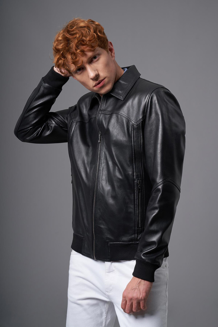 

Кожаная куртка мужская Deri Company BD02359 черная 3XL (товары доставляются из-за рубежа), BD02359
