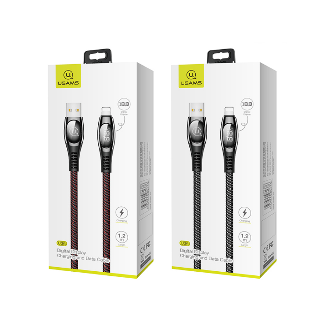 

USAMS US-SJ368 U36 Lightning Digital Display Charging & Data Cable 1.2M red