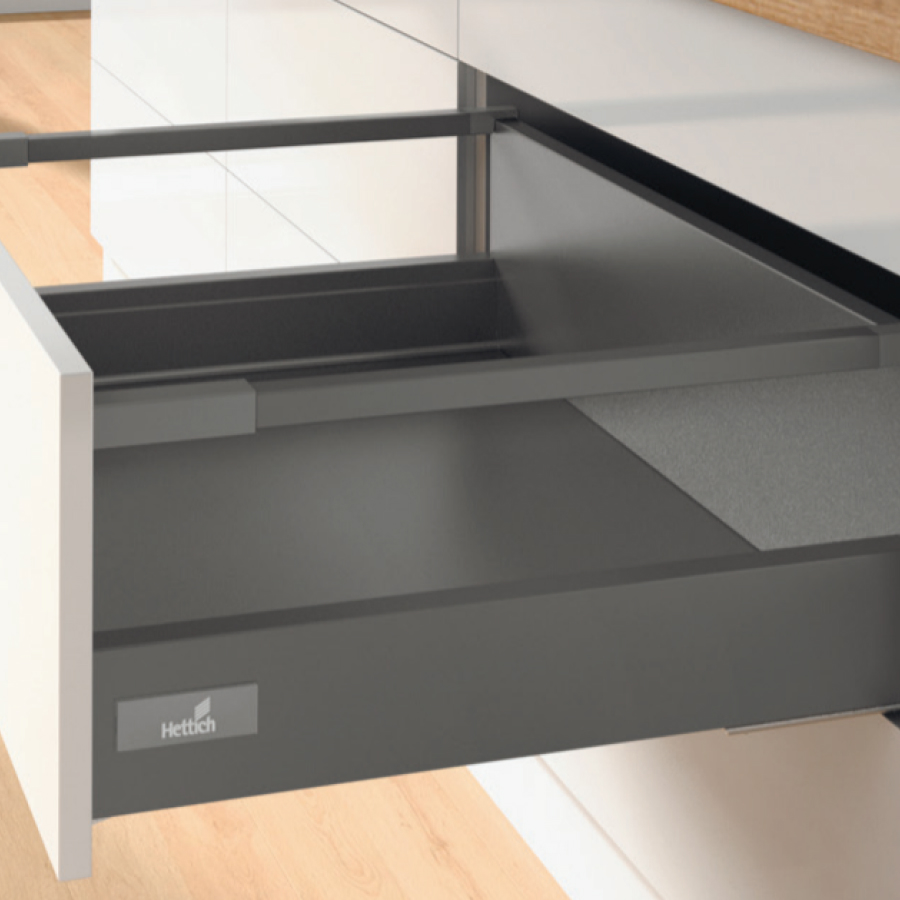 

Комплект фурнитуры ящика Hettich InnoTech Atira Quadro 25 520X176 мм, антрацит, Черный