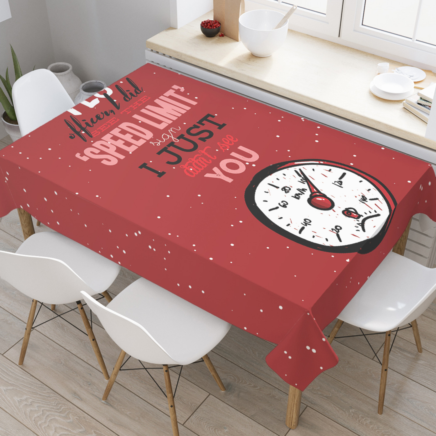 

Скатерть прямоугольная JoyArty "Ограничение скорости" из оксфорда, 180x145см, Красный, Ограничение скорости