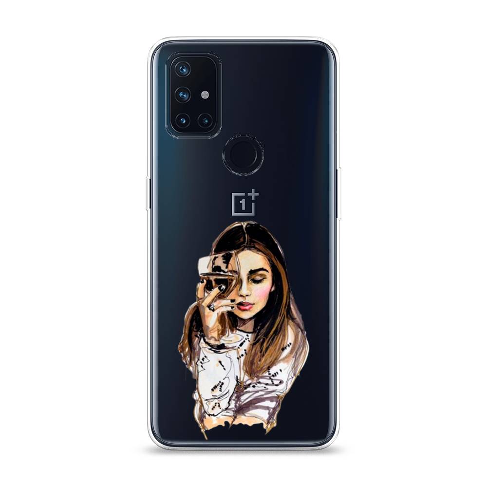 

Чехол Awog на OnePlus Nord N10 / ВанПлас Nord N10 "Девушка с бокалом", Коричневый;прозрачный;бежевый, 152350-7