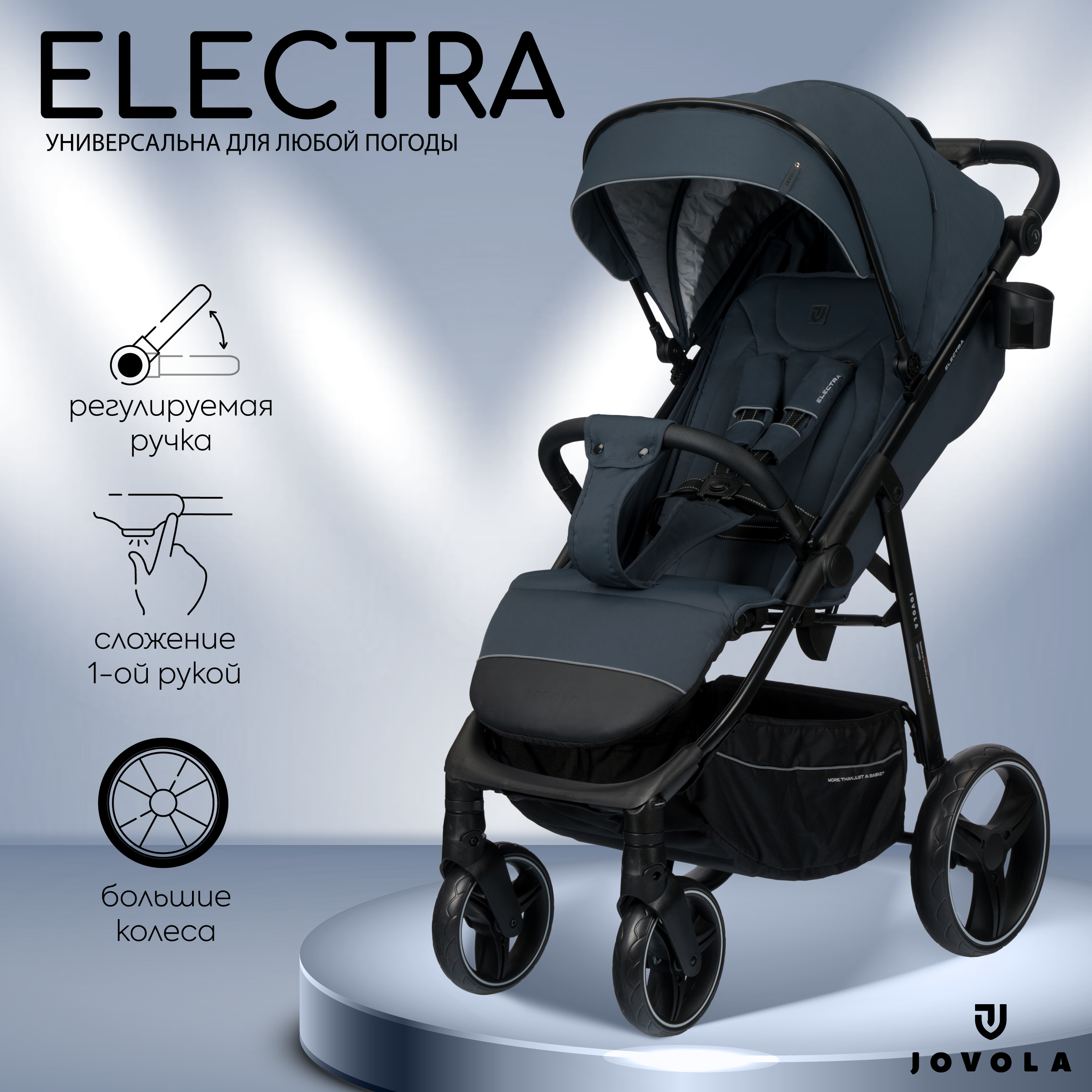 Прогулочная коляска Jovola Electra, темно-серый ifeel умная розетка electra ifs sp001 с алисой таймером и измерением энергопотребления