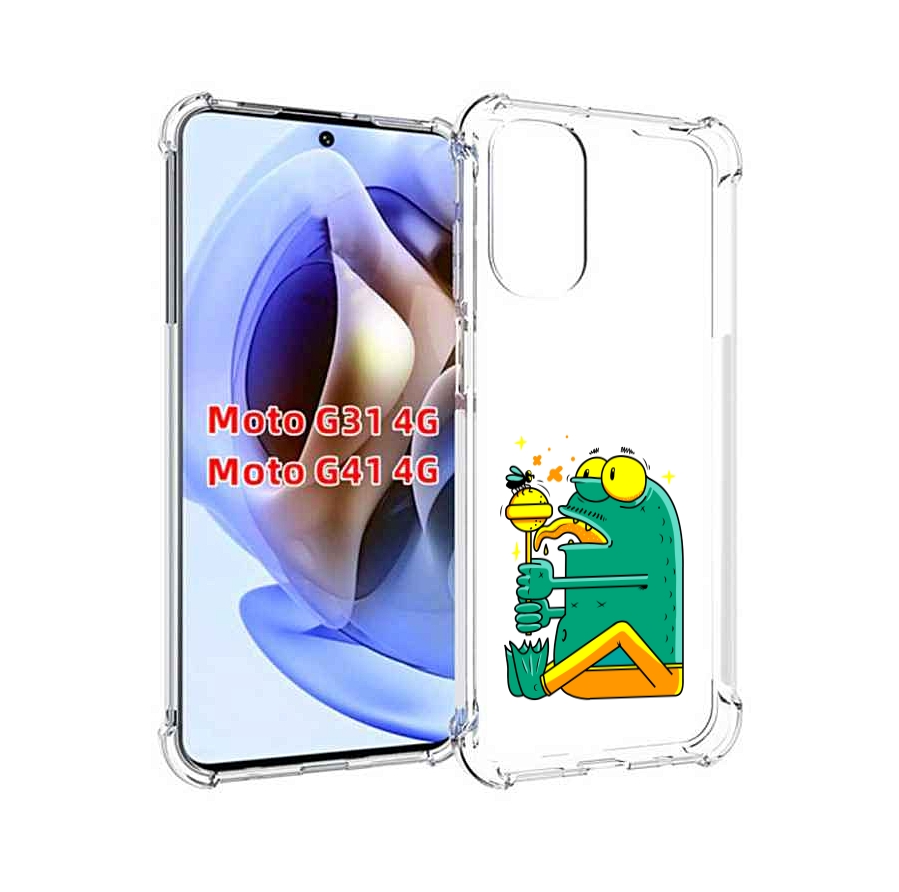 

Чехол MyPads Зеленая лягушка с чупа чупсом для Motorola Moto G31 4G / G41 4G, Прозрачный, Tocco